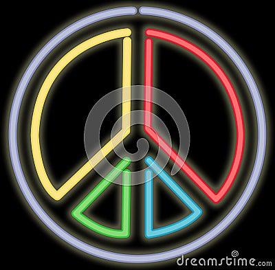 Neon peace sign Stock Photo