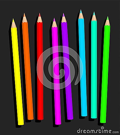 Neon Pencils Highlighter Crayons Vector Illustration