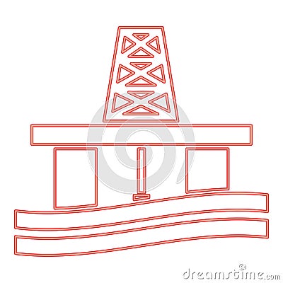 Neon petroleum platform red color vector illustration image flat style Vector Illustration