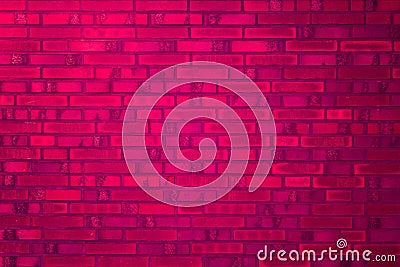 Neon pink brick wall texture background. Magenta colored brick wall texture architexture pattern Stock Photo