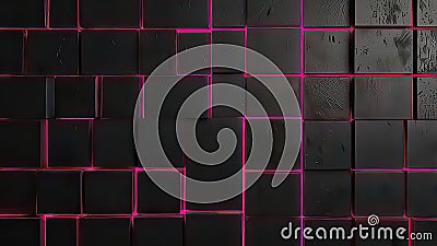 Neon Pink Square Pattern Background Design, or tech-themed projects Stock Photo