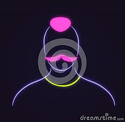 Neon profile picture faceless avatar Vector Illustration