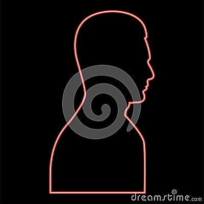 Neon profile side view portrait red color vector illustration image flat style Vector Illustration