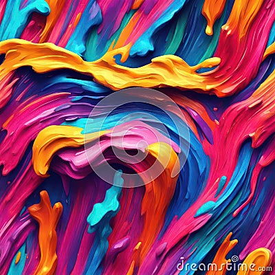 Neon Psychedelic Paint Strokes With Dimension Stock Photo