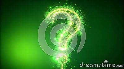 Neon Question Mark Particle Bounce: Vibrant and Dynamic Green Screen Effect generative AI Stock Photo