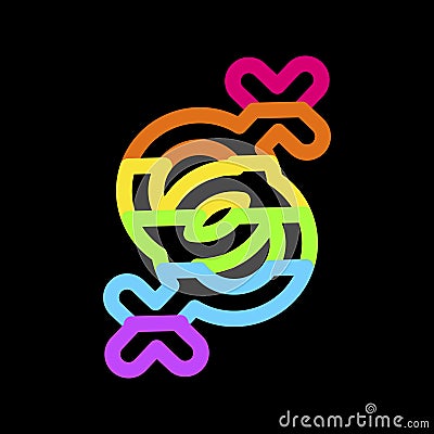 Neon Rainbow Women Lesbian Pride Party Icon Vector Illustration