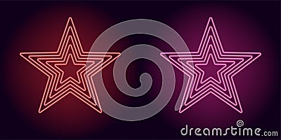 Neon red and pink star Vector Illustration