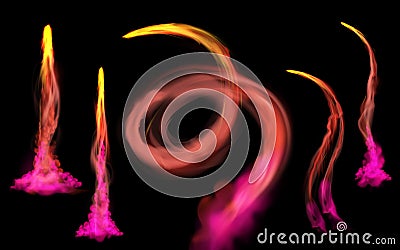 Neon Rocket Trails Set Vector Illustration