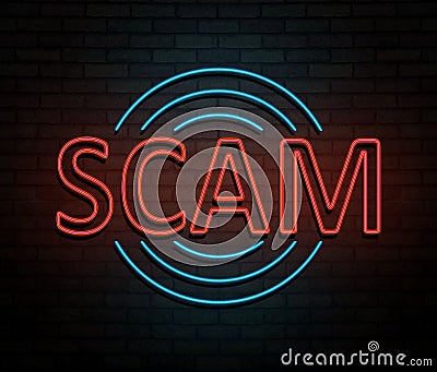 Neon scam concept. Stock Photo