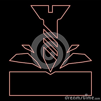 Neon self-tapping screw is screwed into the material shavings scatter red color vector illustration image flat style Vector Illustration