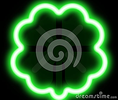 Neon Shamrock four leafed clover Stock Photo