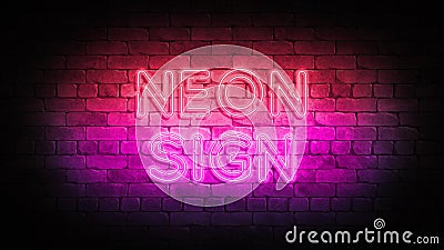 neon sign on a brick wall. 3d render poster Stock Photo