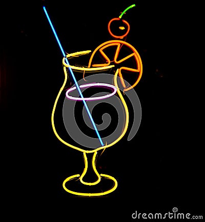 Neon sign of a coctail glass Editorial Stock Photo