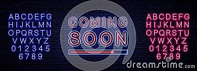 Neon sign. coming soon. Vector Illustration