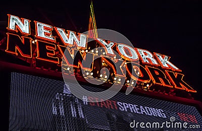 Neon sign for Las Vegas hotel New York, New York Editorial Stock Photo