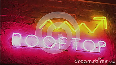 Neon Sign Saying Rooftop Upstairs Nightlife Straight Shot Stock Video ...