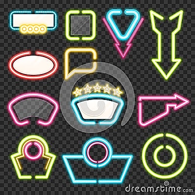 Neon Sign Set Vector Illustration