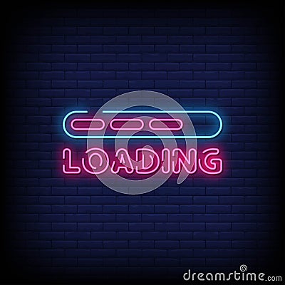 Loading Neon Signs Style Text Vector Vector Illustration