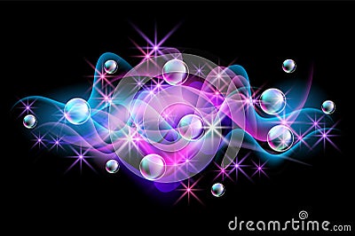 Neon smoke and spectacular bubbles Vector Illustration