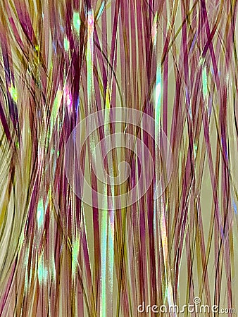 Neon Sparkles. pink green Holographic Confetti. Birthday Background. Surreal Foil. Disco Flyer. Retro Realistic Wallpaper. Blue Sh Stock Photo