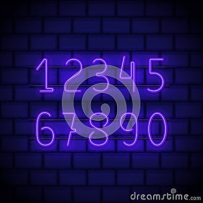 Neon style numbers Vector Illustration
