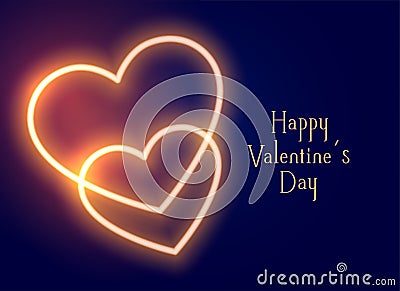 neon style romantic lover hearts valentines day greeting Vector Illustration