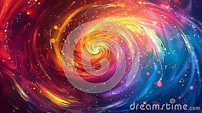 Neon Swirls and Spirals Abstract Background with Galactic Nebulas Stock Photo