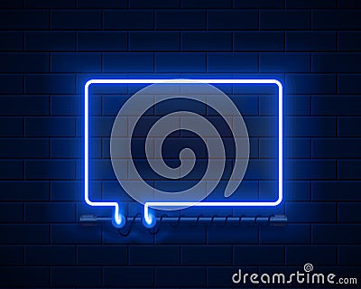 Neon symbol chat color blue city signboard. Vector Illustration
