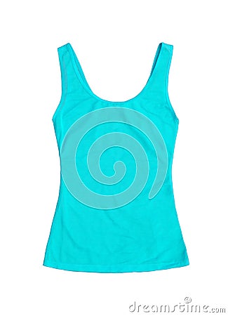 Neon teal sleeveless sports top isolated on white background Stock Photo