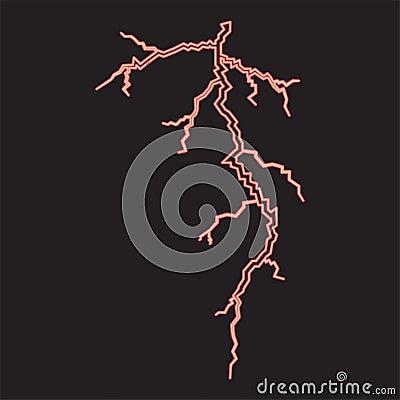 Neon thunderstorm crack red color vector illustration image flat style Vector Illustration