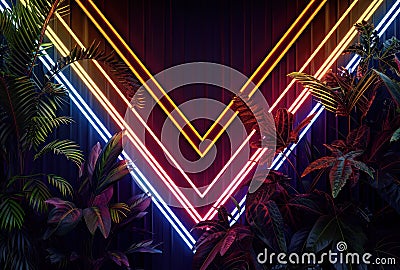 neon neon triangle jungle wallpaper tropical music Stock Photo