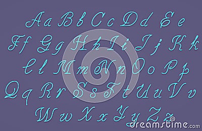 Neon tube hand drawn alphabet font Stock Photo