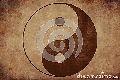 Vintage yin yang banner Cartoon Illustration