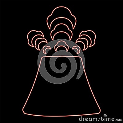 Neon volcano activity with smoke eruption concept natural pollution cloud problem disaster volcanic mountain landscape erupt dust Vector Illustration