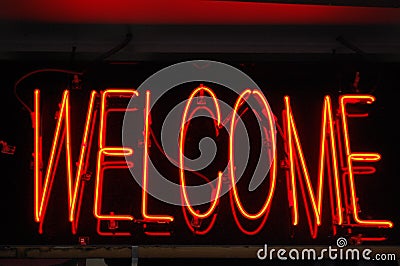 Neon Welcome Sign Stock Photo