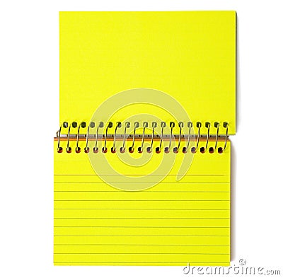 Neon Yellow Spiral-Bound Note Cards Stock Photo