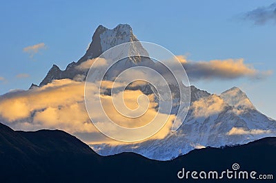 Nepal, Annapurna Conservation Area, Machapuchare or Machhapuchhre Stock Photo