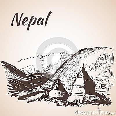 Nepal Himalayas. Vector Illustration