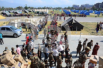 NEPAL-LIVING-TEMPORARY-SHELTER Editorial Stock Photo