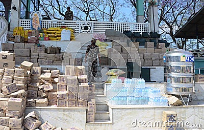 NEPAL-LIVING-TEMPORARY-SHELTER Editorial Stock Photo