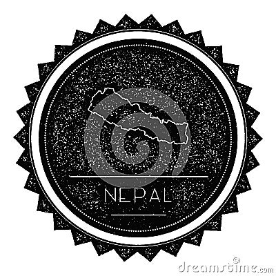 Nepal Map Label with Retro Vintage Styled Design. Vector Illustration