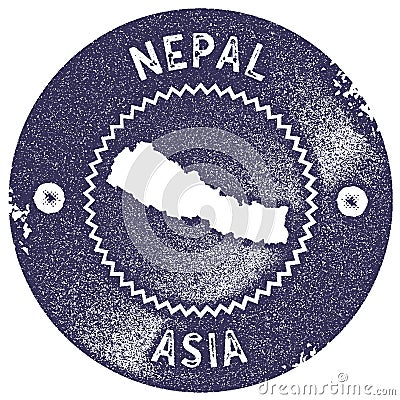 Nepal map vintage stamp. Vector Illustration