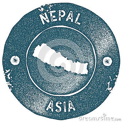 Nepal map vintage stamp. Vector Illustration