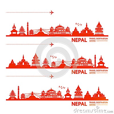 Nepal travel destination grand vector illustration. Vector Illustration