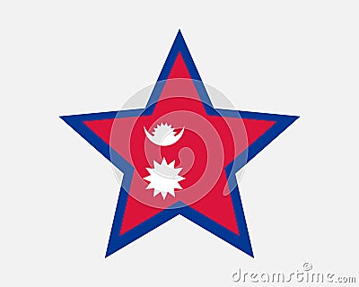 Nepal Star Flag. Nepali Star Shape Flag. Nepalese Country National Banner Icon Symbol Vector Flat Artwork Graphic Illustration Vector Illustration