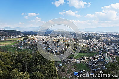 Nepal, view of Kathmandu from the Kapan monastery on a sunny day Stock Photo