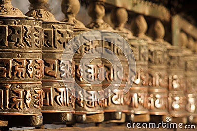 Nepalese Prayer Wheels Stock Photo