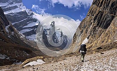 Nepali guide at the modi khola valley nepal Stock Photo