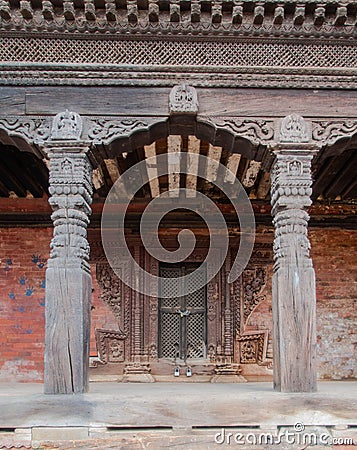 Nepali wood windows Stock Photo