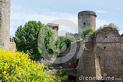 Nepi in Lazio, Italy. Borgia Castle, a 15th-century reconstruction of a feudal manor. It has massive walls and four towers Stock Photo